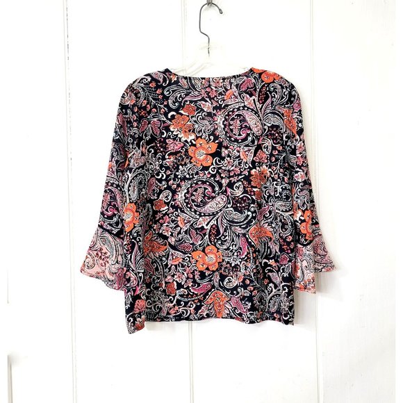J Jill Paisley Floral Pullover Blouse - Picture 2 of 3